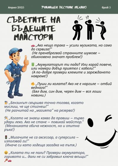 Излезе 5 брой на вестник "Механо" 7